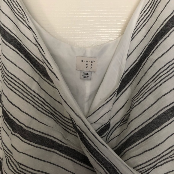 Gray and white striped, high to low dress - Picture 6 of 8